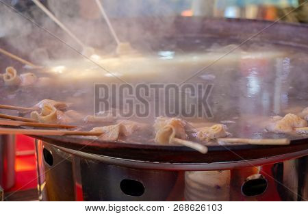 Odeng, A Hot , Easy-to-eat Fishcakes On A Skewer. It's Very Famous South Korea Strret Food Especiall
