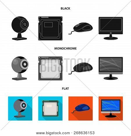 Vector Design Of Laptop And Device Icon. Set Of Laptop And Server Vector Icon For Stock.