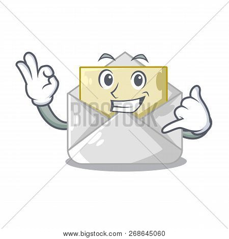 Call Me Envelope Opened On Shape White Mascot