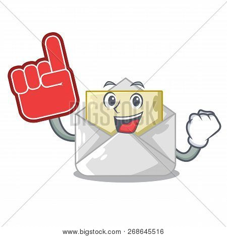 Foam Finger Envelope Opened On Shape White Mascot