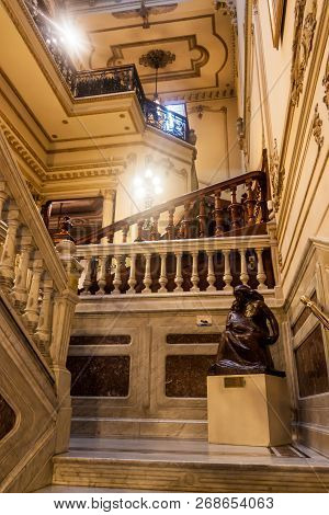 Montevideo, Uruguay - Feb 19, 2015: Interior Of Palacio Heber In Montevideo Uruguay