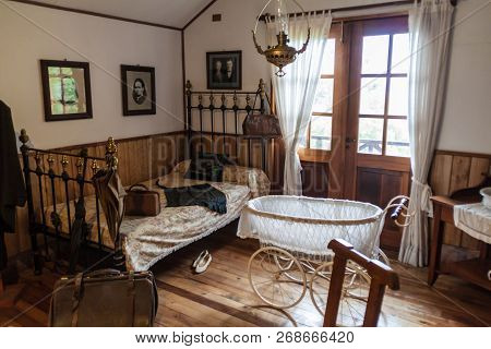 Frutillar, Chile - March 1, 2015: Interior Of A Traditional House In Historic German Colonial Museum