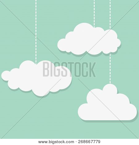 White Clouds On Blue Background . Vector Illustration.