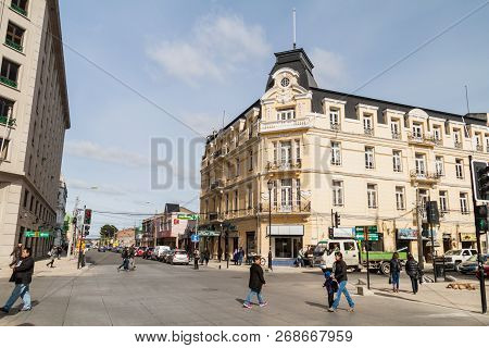 Punta Arenas, Chile - March 4, 2015: People On A Street In Punta Arenas, Chile