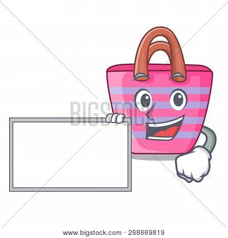 With Board Cartoon On Red Shaped Beach Bag