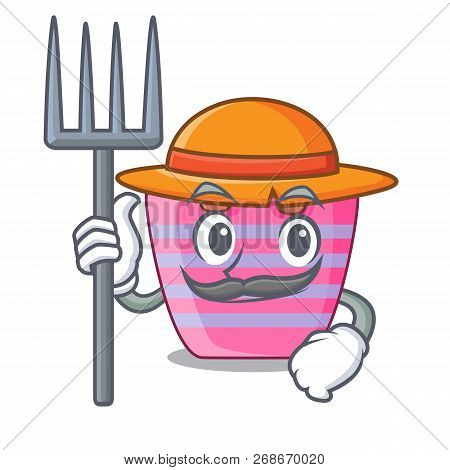 Farmer Cartoon On Red Shaped Beach Bag