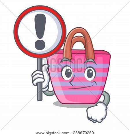 With Sign Cartoon On Red Shaped Beach Bag