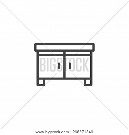 Drawer Outline Icon. Linear Style Sign For Mobile Concept And Web Design. Commode Simple Line Vector
