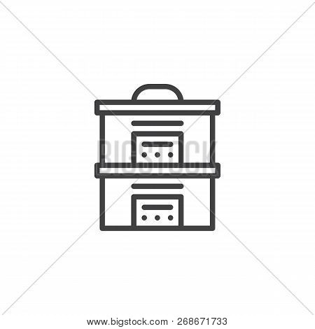 Kitchen Steam Cooker Outline Icon. Linear Style Sign For Mobile Concept And Web Design. Electric Coo