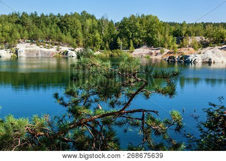 Korostyshevsky Quarry Flooded Granite Quarry On The Outskirts Of The City Of Korostyshev In The Zhyt