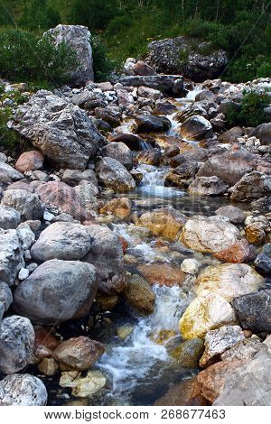 Photo Of Nature - Spring Water Mountain River And The Beautiful Petrous Creek On North Caucasus