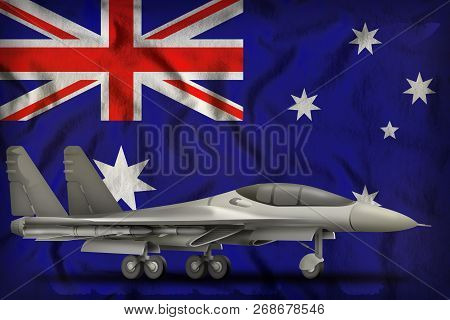 Fighter, Interceptor On The Australia Flag Background. 3d Illustration