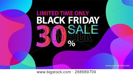 Neon Lights Blue, Lilac, Ultraviolet, Pink Gradients Sale Sticker. Minimalistic Abstract Liquid Flui