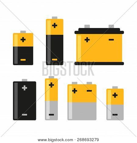 Alkaline Battery Icons Set On White Background. Vector