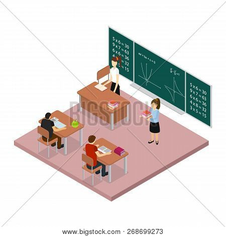 School Education Concept 3d Isometric View. Vector