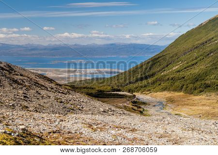View Of Beagle Channel And Mountains Near Ushuaia, Argentina