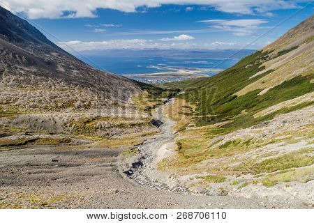 View Of Beagle Channel And Mountains Near Ushuaia, Argentina