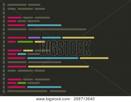 Code On Screen Vector Illustration, Flat Cartoon Coding Or Programming Script Text On Monitor Displa