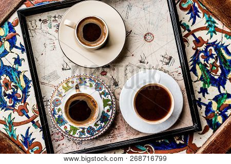 Turkish Coffee On Ottoman Surface.