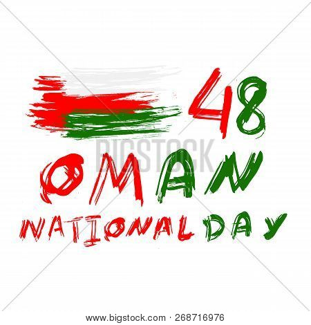 Vector Illustration November 18th Sultanate Of Oman . National Day, Celebration Republic, 48th Oman 