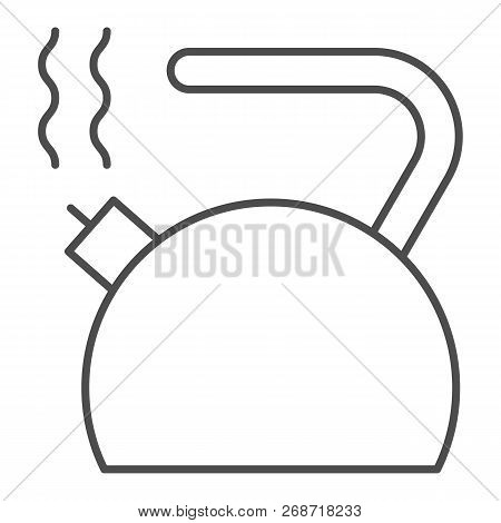 Kettle Thin Line Icon. Teakettle Vector Illustration Isolated On White. Teapot Outline Style Design,