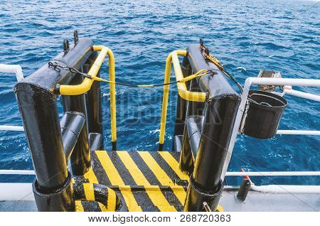 View Of Offshore Vessel Boatlanding - Installation For Crew Change