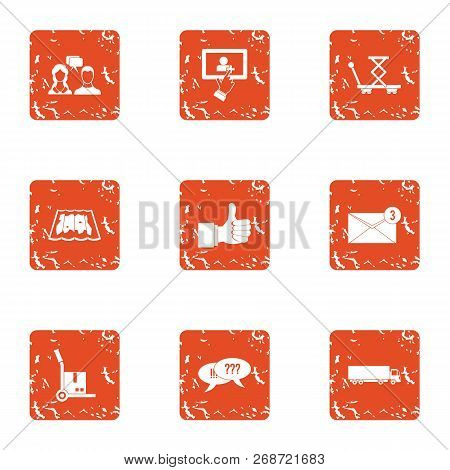 Commercial Negotiation Icons Set. Grunge Set Of 9 Commercial Negotiation Icons For Web Isolated On W