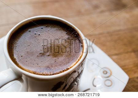 Turkish Coffee Close Up View. Traditional Beverage.