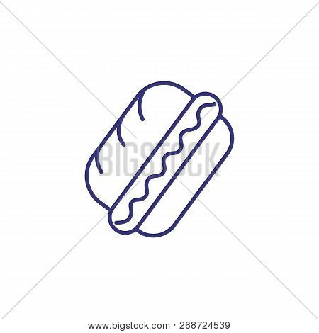 Hot Dog Line Icon. Sausage, Snack, Dinner. Fast Food Concept. Vector Illustration Can Be Used For To