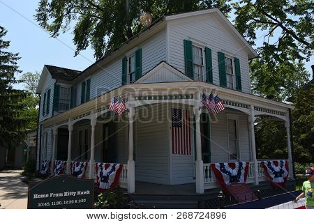 Wright Brothers House, Decorated In United States Of America National Flag, Greenfield Village, Dear