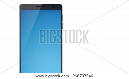 Modern Touch Screen Mobile Device Concept With Shadow On The Beautiful Blue Touchscreen Display On T