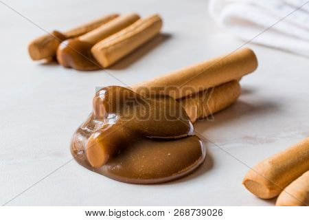 Turkish Tahin Pekmez / Tahini And Molasses With Salty Pretzel Stick Crackers