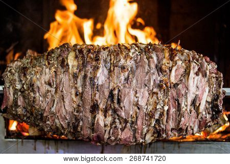Turkish Cag Kebab Doner In Wood Fired Oven.