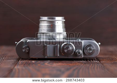 Moscow, Russia, April 18, 2017. The Old Soviet Rangefinder Camera Zorki-3c, Released1956.