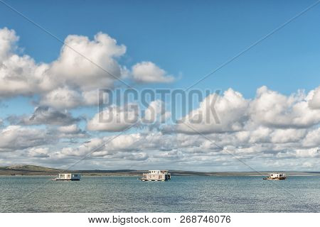 West Coast National Park, South Africa, August 20, 2018: Houseboats At Kraalbaai In The Langebaan La