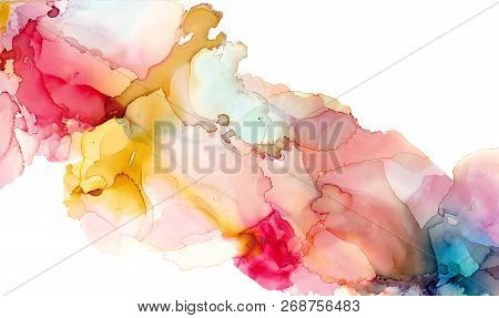 Alcohol Ink Texture. Fluid Ink Abstract Background. Art For Design