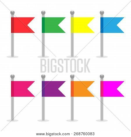 Flag Pins. Web Icon. Vector Illustration. Map Pointer.
