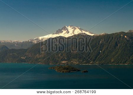 Lago Todos Los Santos Lake Of All The Saints With Monte Tronador Volcano In Background, Chile