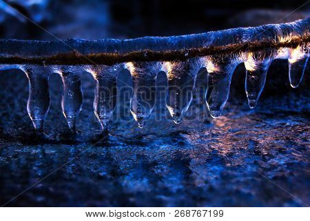 Close Up Shot On Icicle.