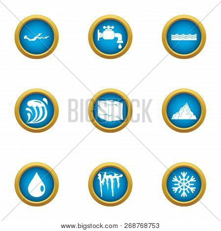 Piece Of Ice Icons Set. Flat Set Of 9 Piece Of Ice Icons For Web Isolated On White Background