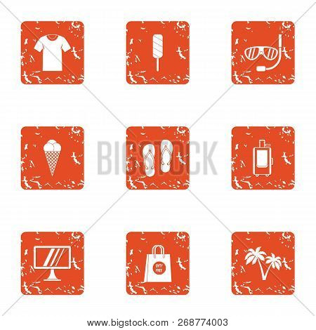 Jaunt Icons Set. Grunge Set Of 9 Jaunt Icons For Web Isolated On White Background
