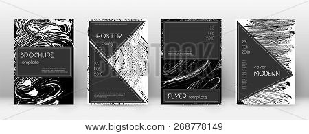 Cover Page Design Template. Black Brochure Layout. Beauteous Trendy Abstract Cover Page. Black And W