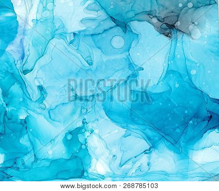 Alcohol Ink Sea Texture. Fluid Ink Abstract Background. Art For Design
