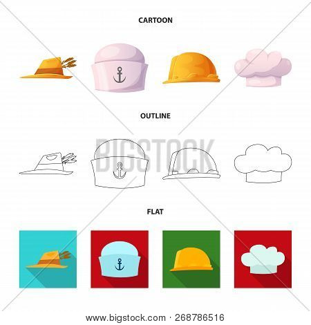 Vector Design Of Headgear And Cap Icon. Set Of Headgear And Accessory Vector Icon For Stock.