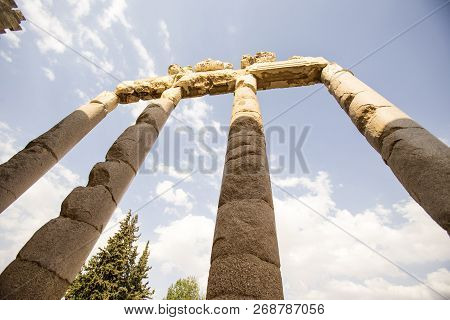 Roman Ruins Of Ancient Heliopolis. Baalbek, Bekaa Valley, Lebanon.