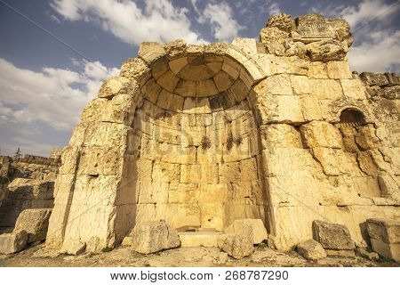 Roman Ruins Of Ancient Heliopolis. Baalbek, Bekaa Valley, Lebanon.