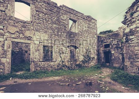 The Ruins Of The St John Fortress Which Is Located Above Kotor Town And Bay, Montenegro