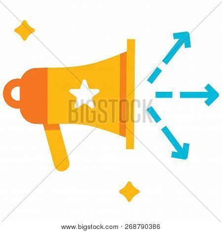 Speakerphone With Arrows Vector Illustration In Flat Color Design