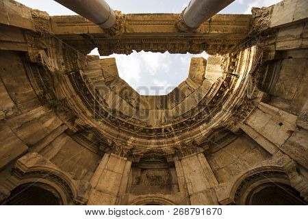 Roman Ruins Of Ancient Heliopolis. Baalbek, Bekaa Valley, Lebanon.