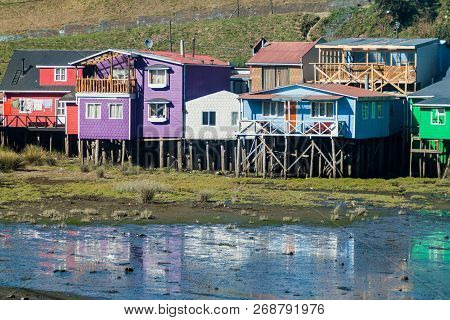 Palafitos Stilt Houses In Castro, Chiloe Island, Chile